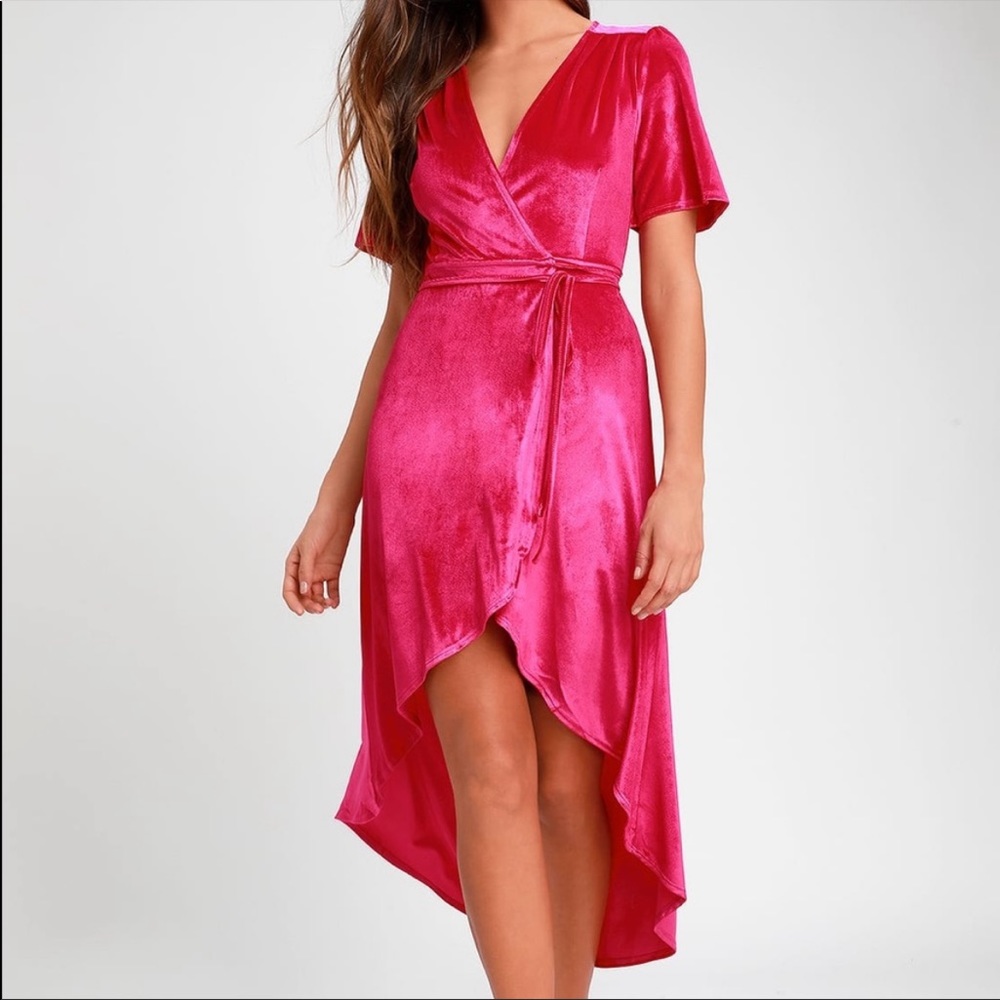 Lulus Hot Pink Wrap Around Dress